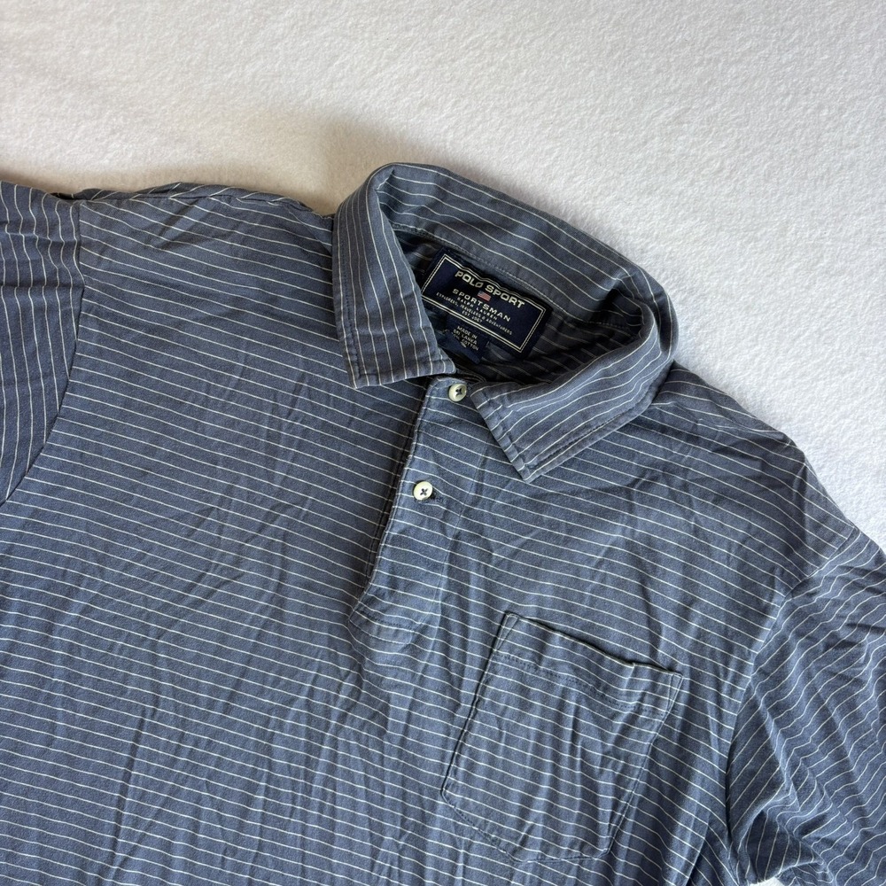 90's Ralph Lauren Polo Sport Sportsman Men's Small Polo Shirt Striped Blue White